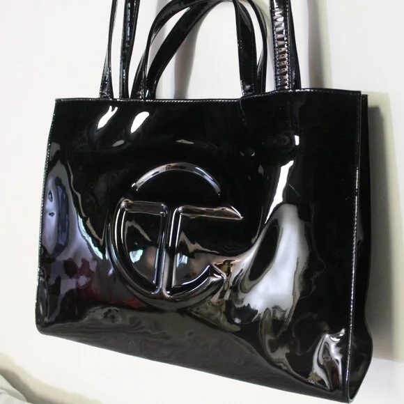 Telfar Medium Shopping Bag - Black Patent - Picture 1 of 7